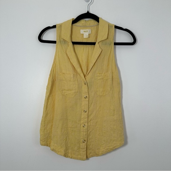 Anthropologie Maeve Felicity Yellow Collared Tank Top Size 2 - Picture 2 of 7